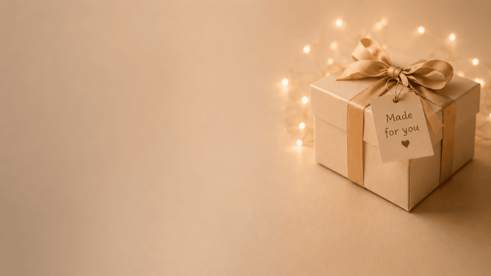 Gift-wrapped package with a made-for-you tag